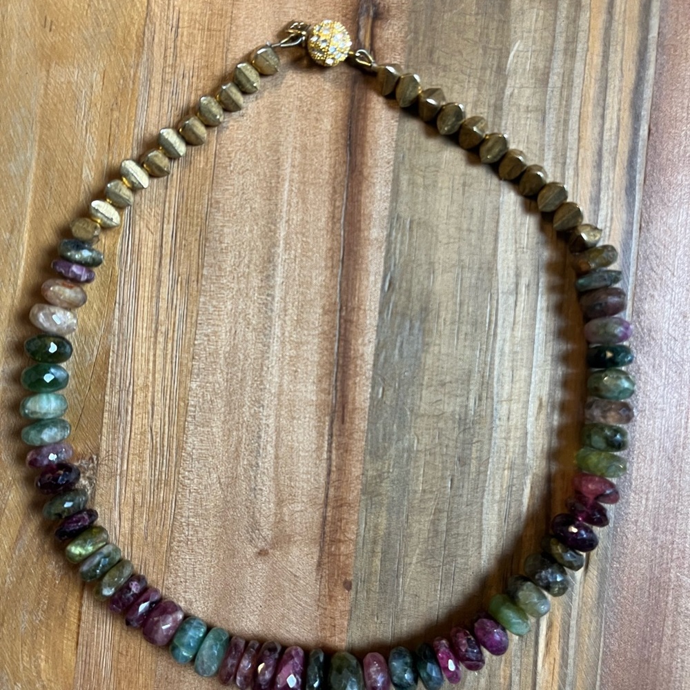 Laurie & Lisa Designs Amethyst Jade 14k Gold Vermeil Swarovski Crystal Necklace